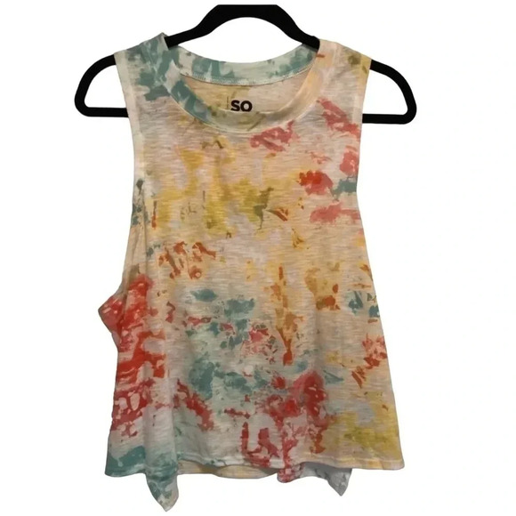 SO Brand Juniors’ cropped high neck racer back tank top. Peach Tie Dye. NWT - Picture 2 of 6